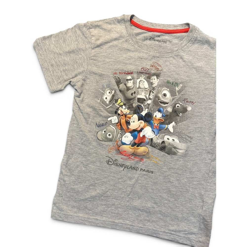 Disneyland Paris T-Shirt Gray Pixar Characters Graphic Kids Size 10 Boys